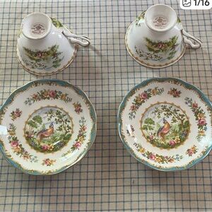 Royal Albert, Chelsea Bird Teacups and Saucers, set of 2